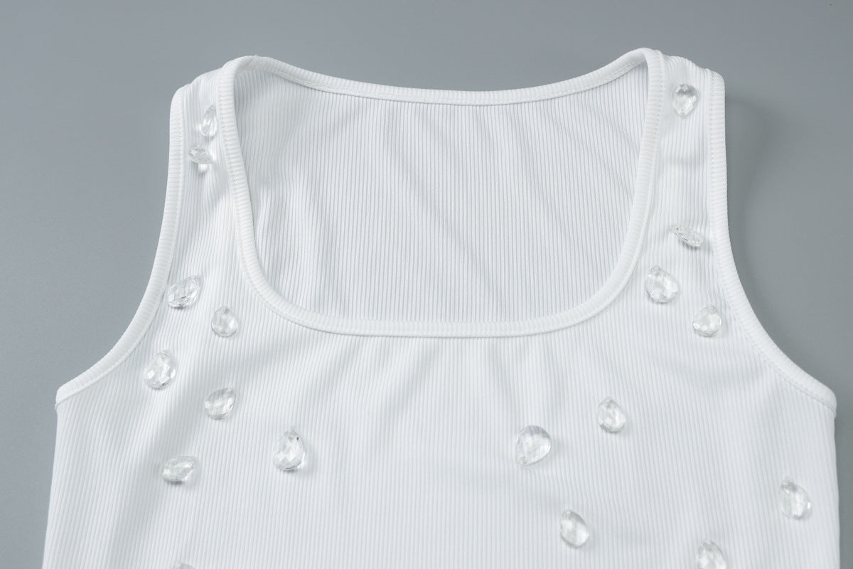 Bling Beading Snatched Tank Top