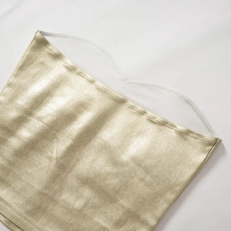 Sexy Strapless Gold Bustier Top