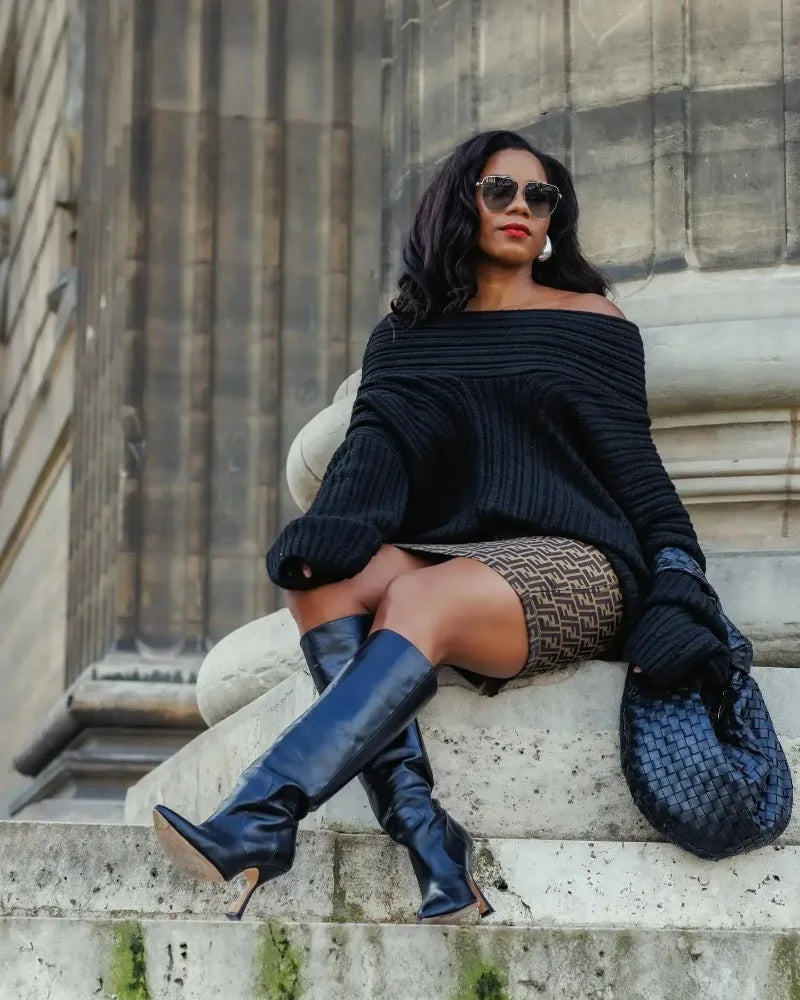 Oversized Off Shoulder Pullover Loose Knit Sweater