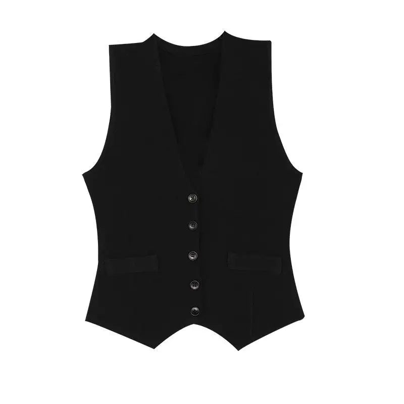Vintage Solid V-Neck Vest