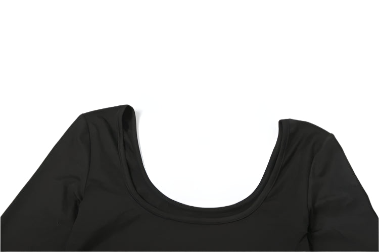 Solid Full Sleeve U-Neck Split Super-Long Top