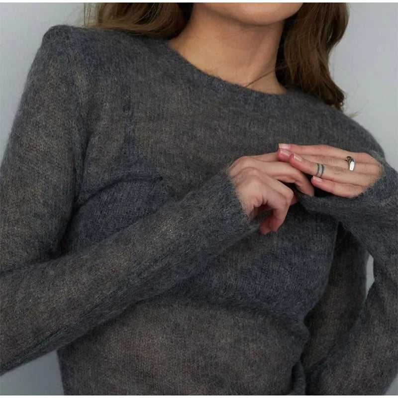 Casual Thin Pullover Round Neck Slim Sweater