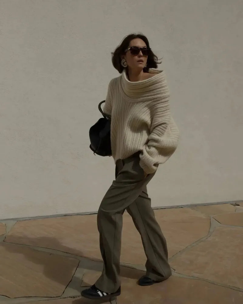 Oversized Off Shoulder Pullover Loose Knit Sweater