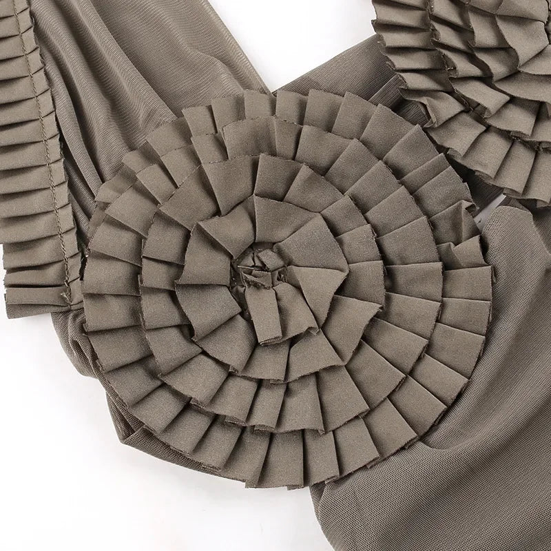 Hollow Out Frill Mesh See Through Top
