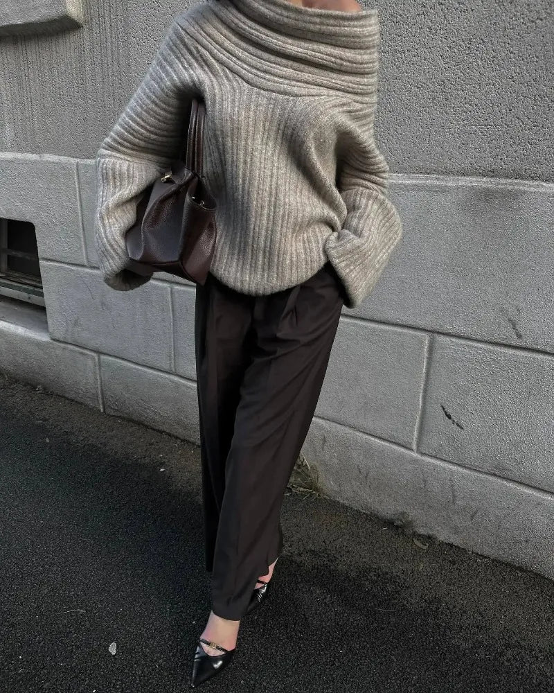 Oversized Off Shoulder Pullover Loose Knit Sweater