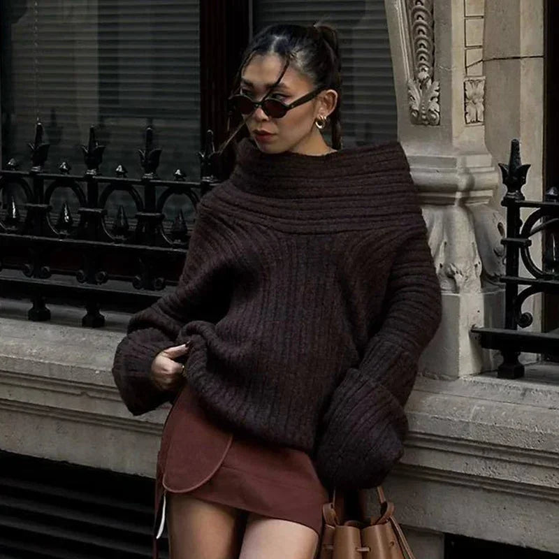 Oversized Off Shoulder Pullover Loose Knit Sweater