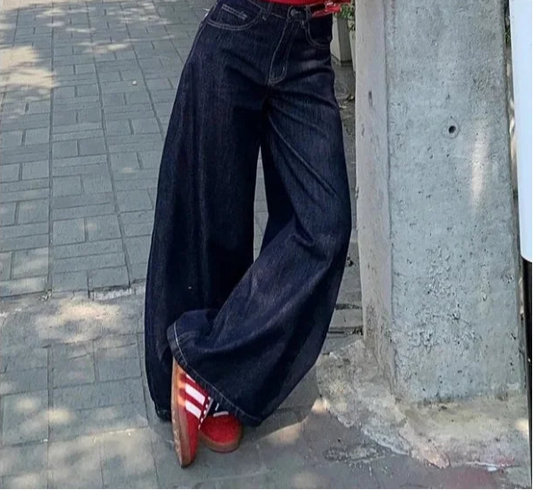 Women's Solid Washed Vintage Casual High Waist