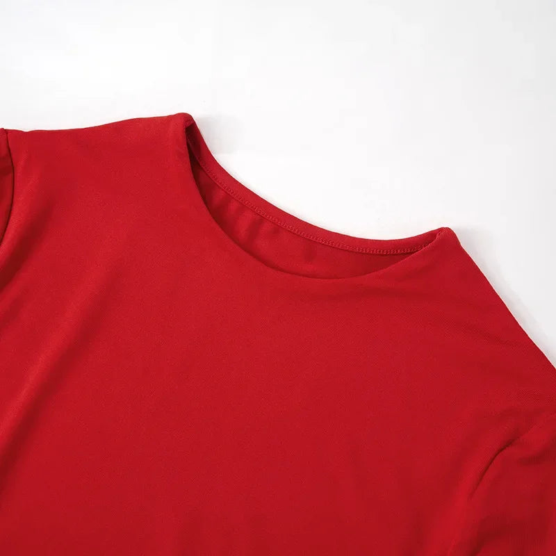Asymmetry Slim Ruffle Long Sleeve