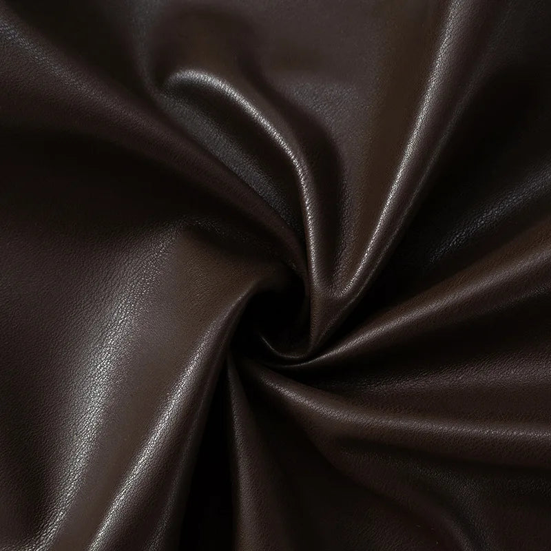 Vintage One Shoulder Slant Collar Side Zipper Leather Top