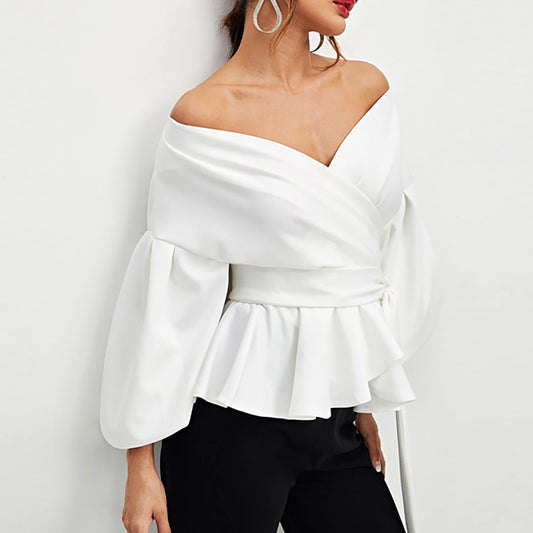 Tie Waist Bow Ruffe Casual Top