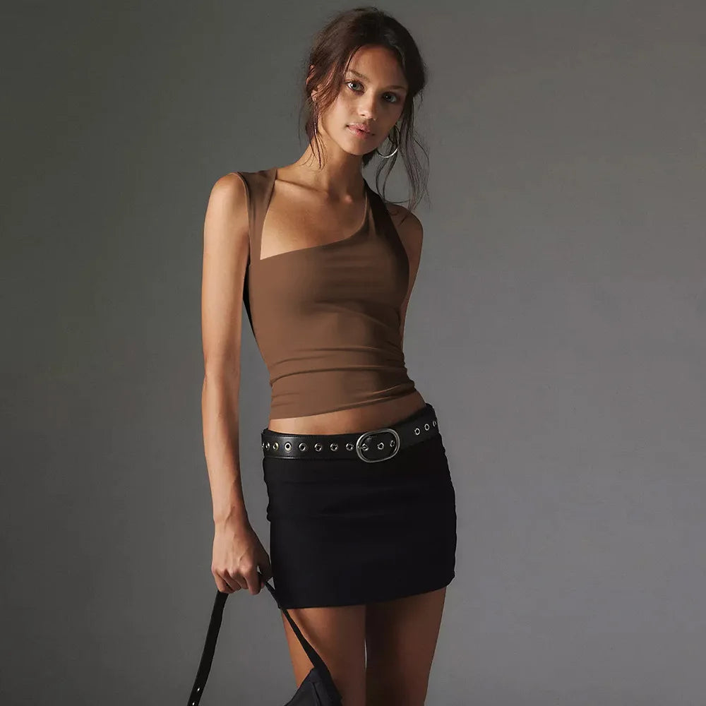 Slim Fit One Shoulder Tank Top