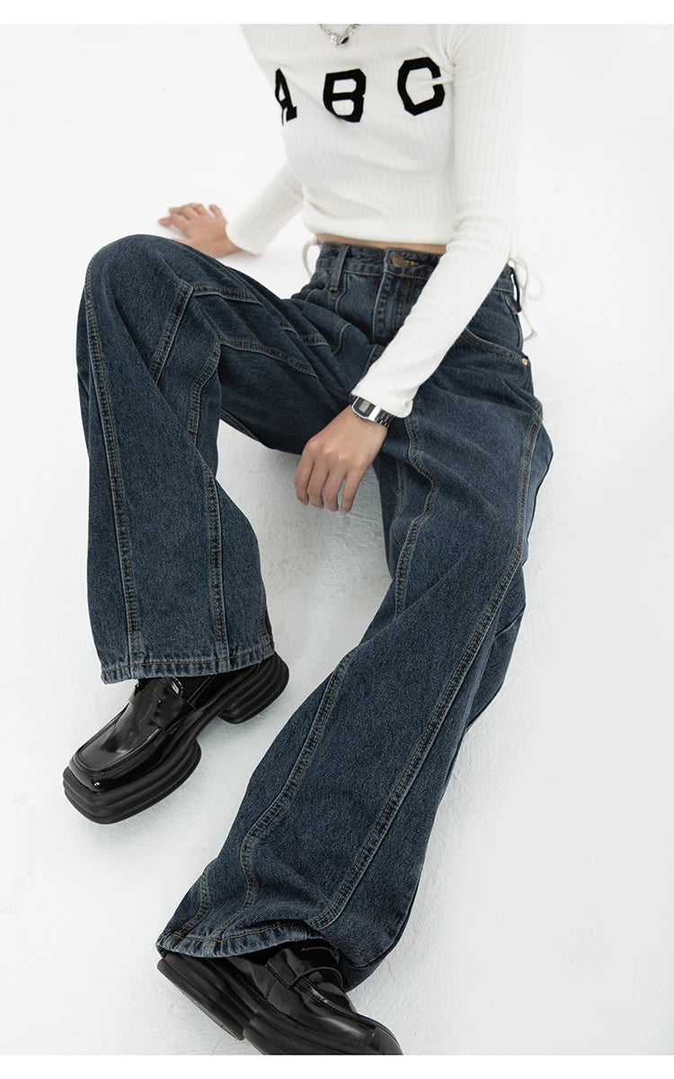 Wide Leg Straight Baggy Demin Pants