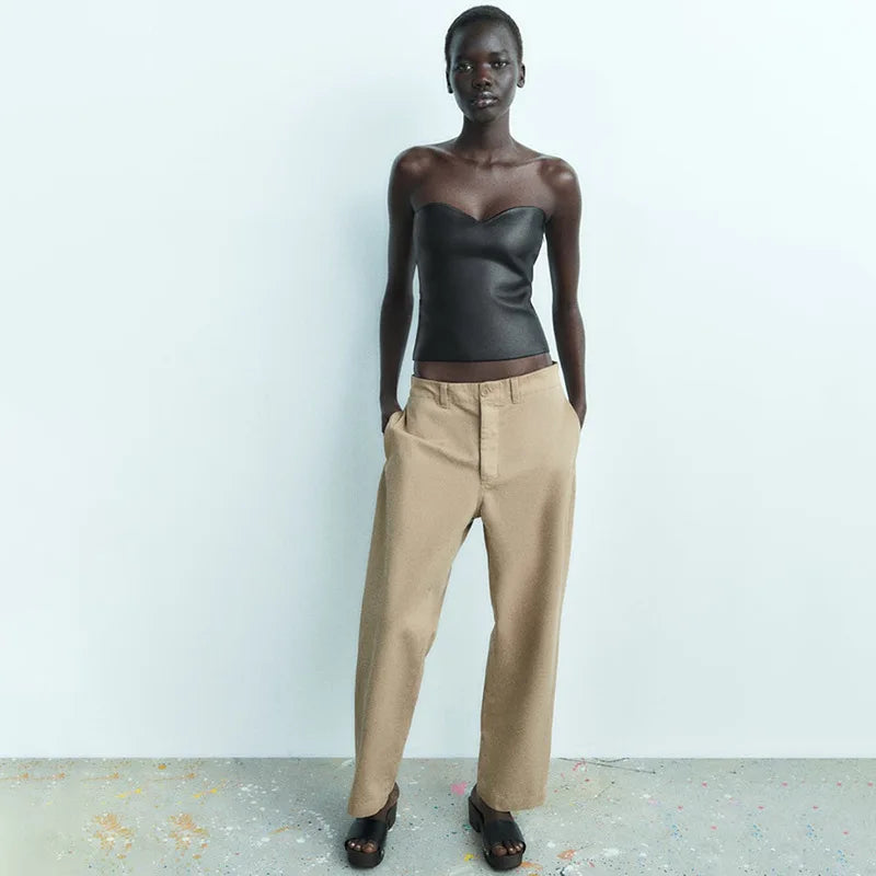 Sexy Strapless Gold Bustier Top