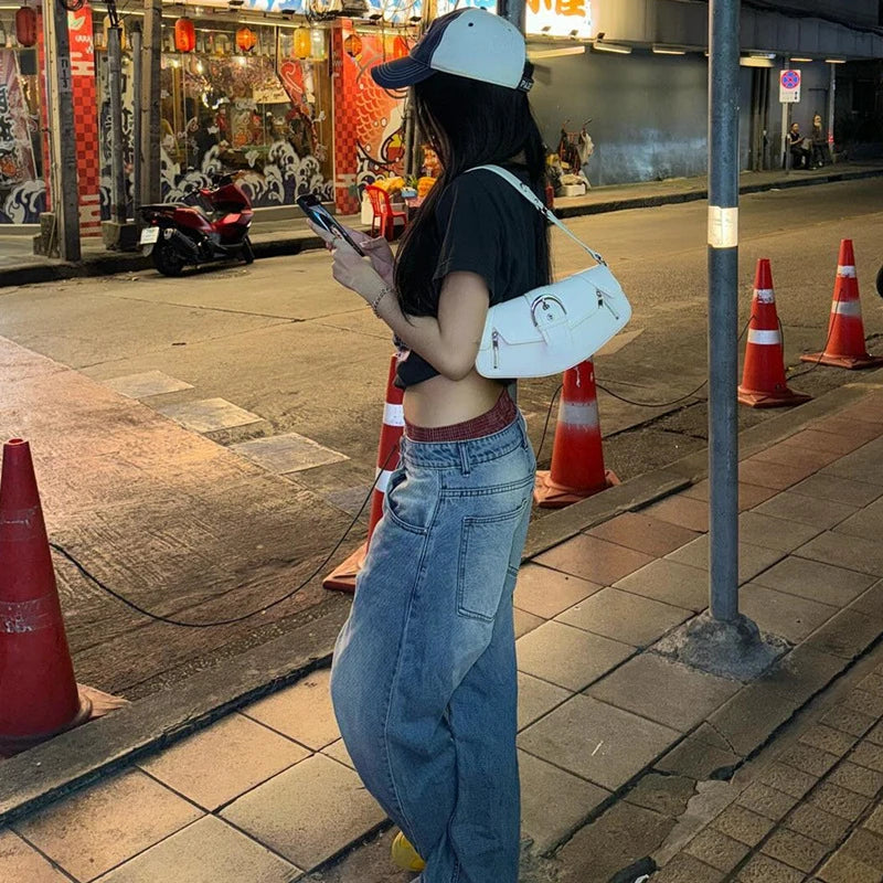 Letter Print Off Shoulder Streetwear