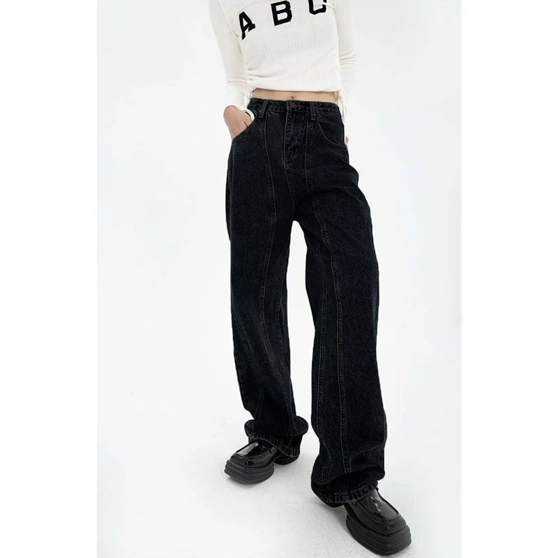 Wide Leg Straight Baggy Demin Pants