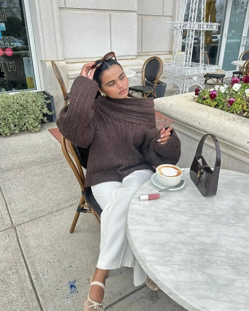 Oversized Off Shoulder Pullover Loose Knit Sweater