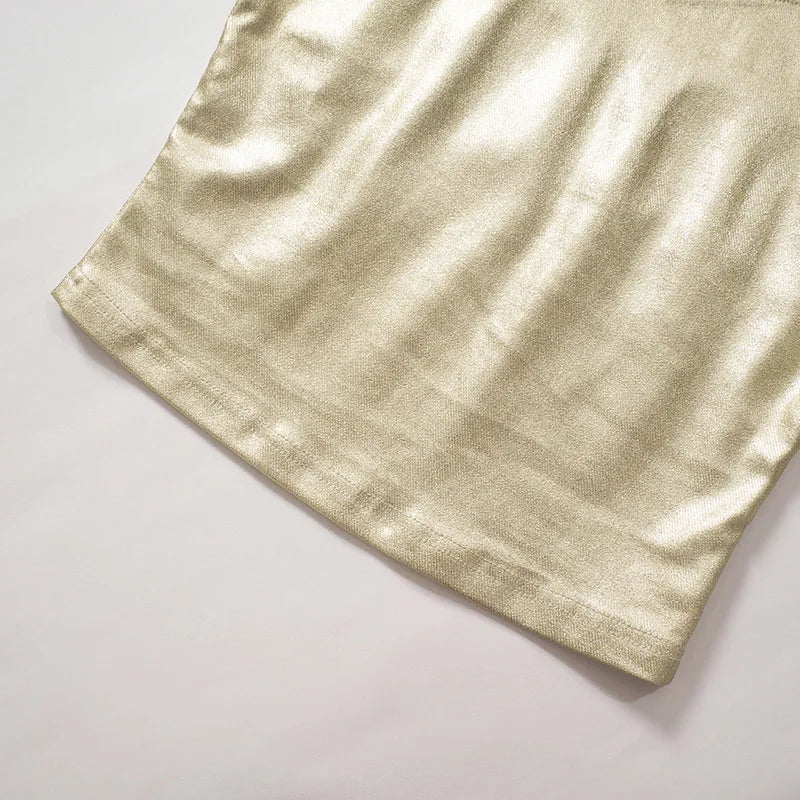 Sexy Strapless Gold Bustier Top