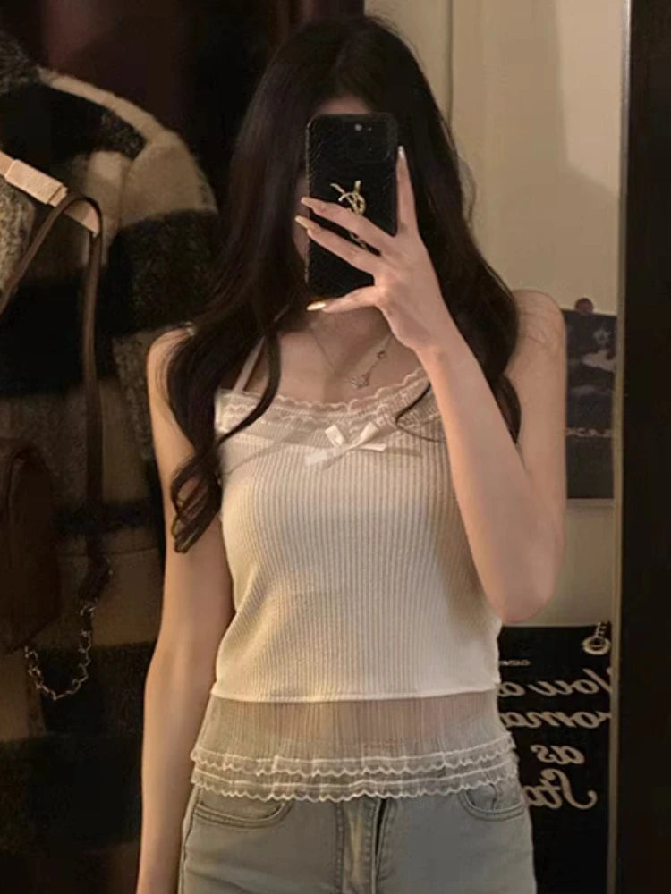 Camis Women Tender Bow Chic Slim Sexy Girls Tops
