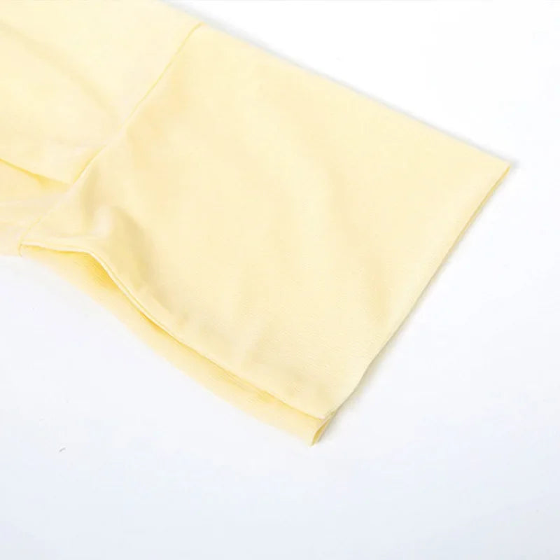 Elegant Yellow Lapel Buttons Pleated Mini Dresses