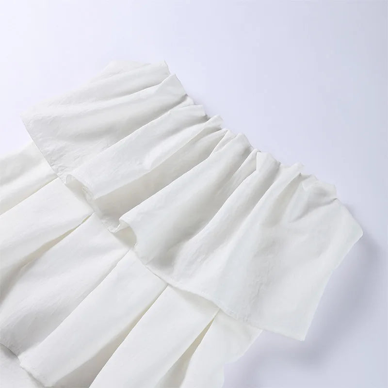 Elegant White Pleated Long Slim Tube Dress