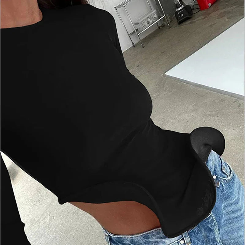 Asymmetry Slim Ruffle Long Sleeve
