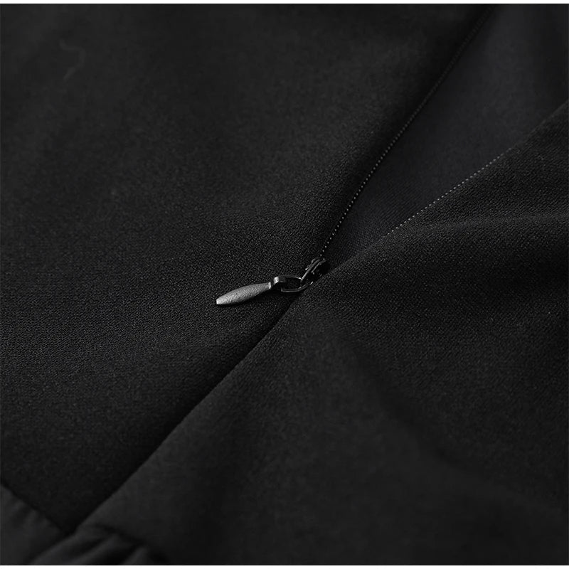 Black Satin Patchwork V-neck Sleeveless Backless Maxi Dress