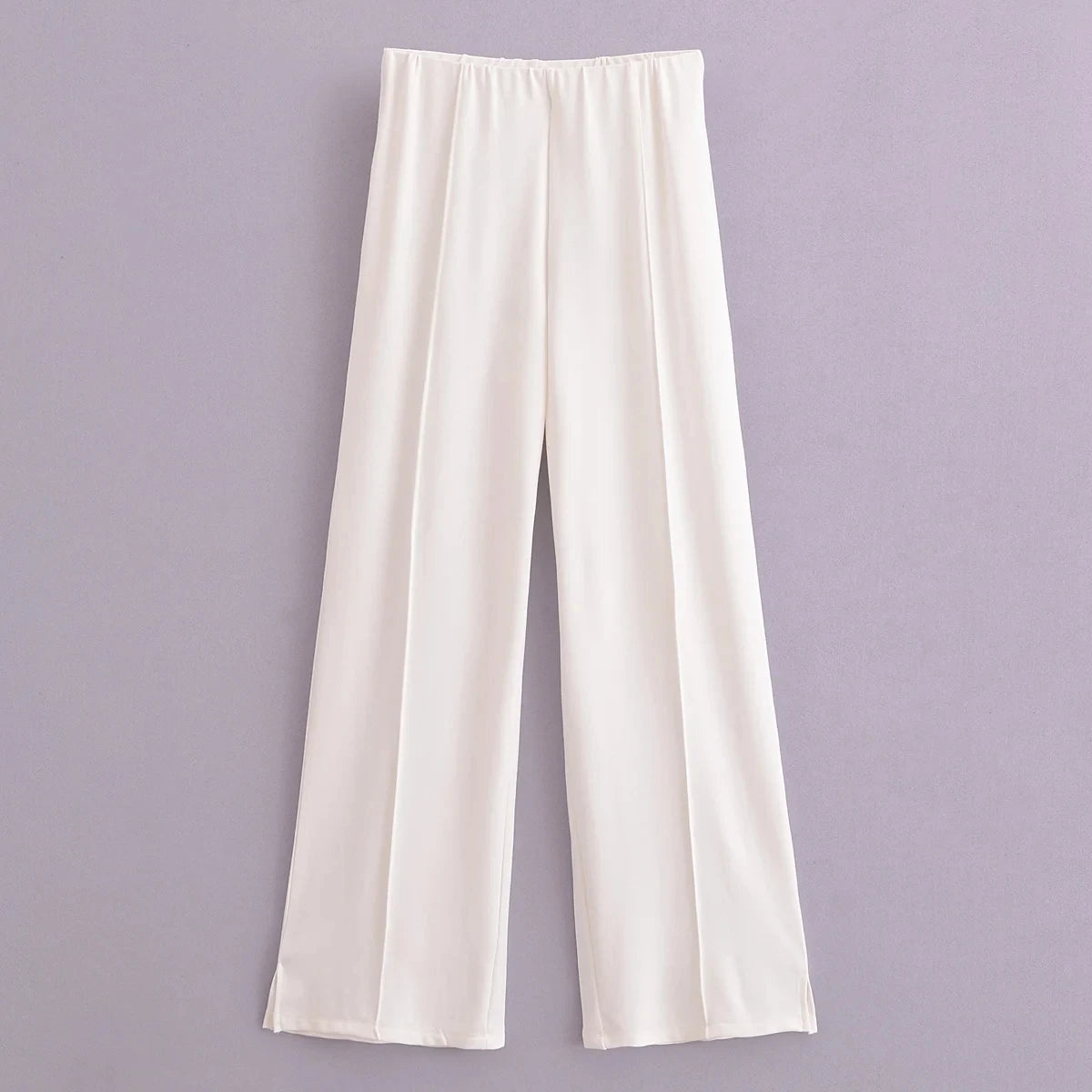 Women's Slimming 2-Piece Set Double-Sided Top Elegant Stretch Long Pants Female Suit