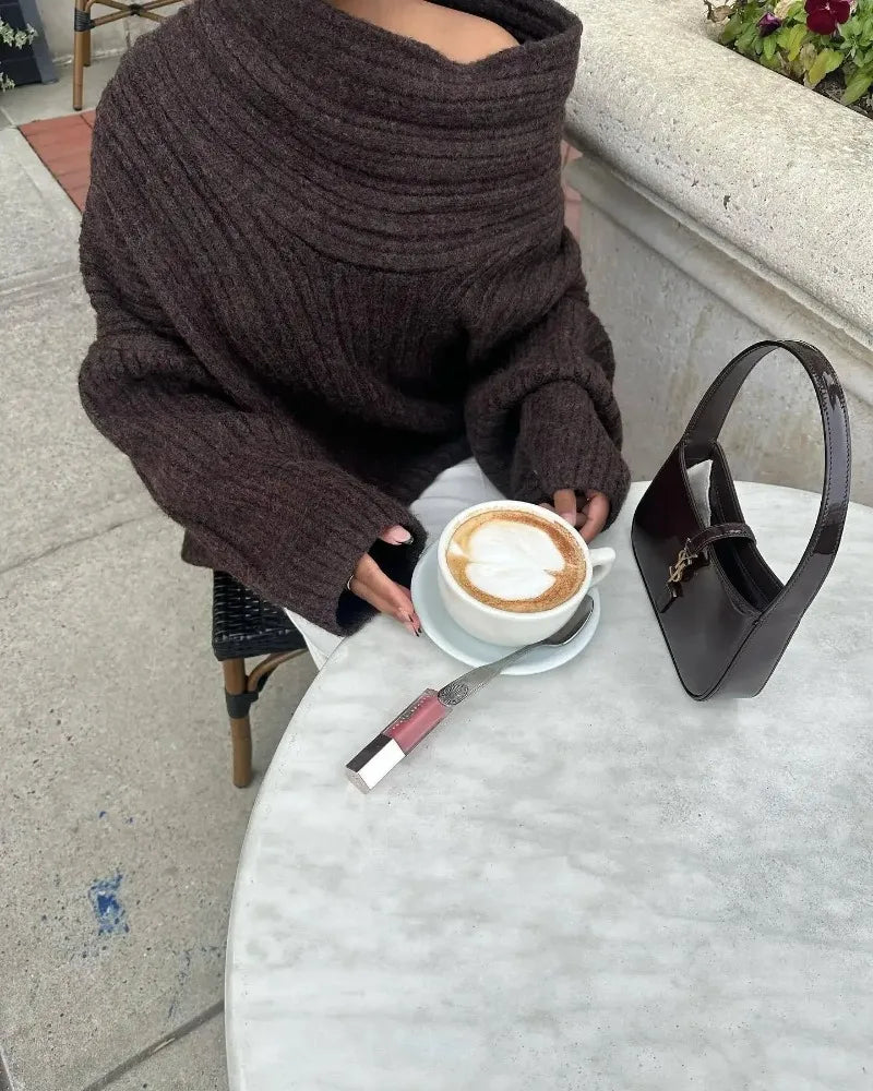 Oversized Off Shoulder Pullover Loose Knit Sweater