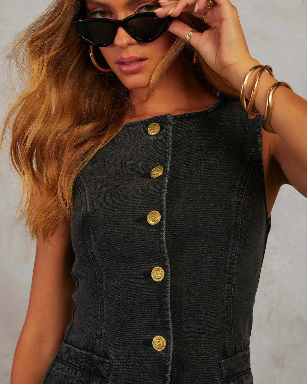 2-Piece Solid Color Sleeveless Vest Wide Leg Pants Suit