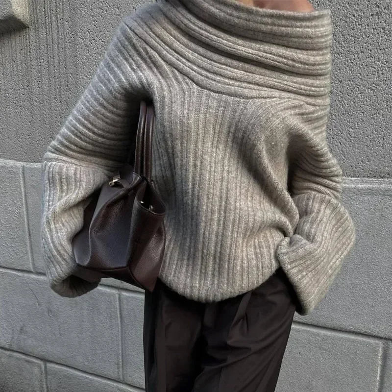 Oversized Off Shoulder Pullover Loose Knit Sweater