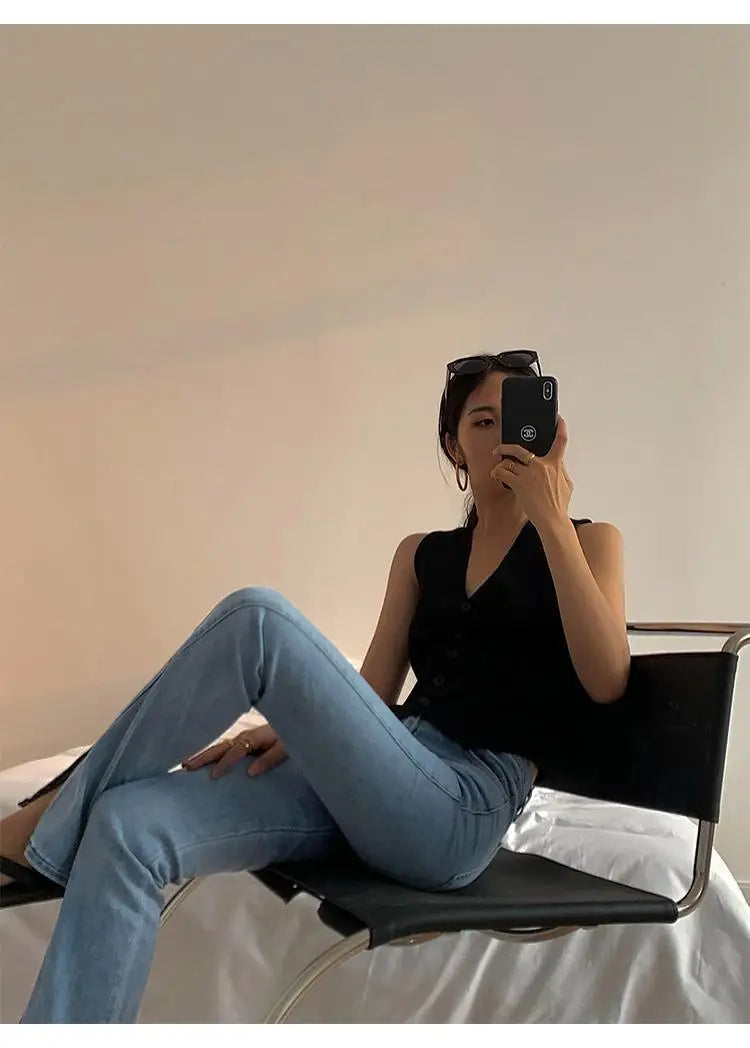 Vintage Solid V-Neck Vest