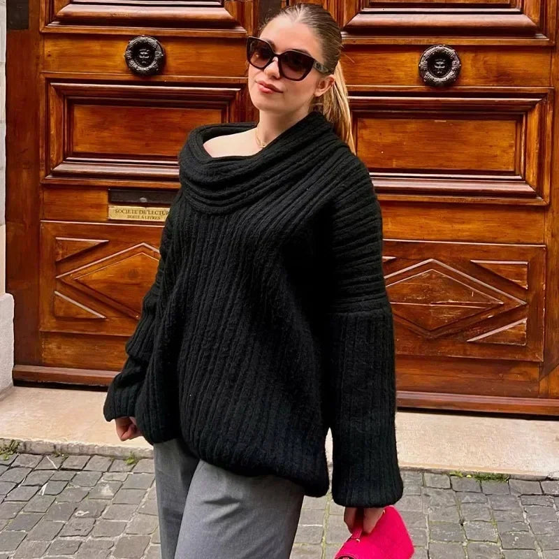 Oversized Off Shoulder Pullover Loose Knit Sweater