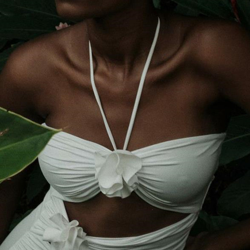 Floral Strap Bodycon Cut Out Halter Camisole