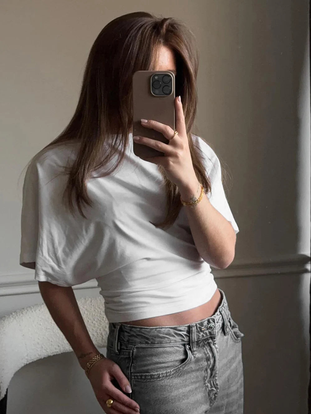 Casual Solid Color Raglan Sleeve Top