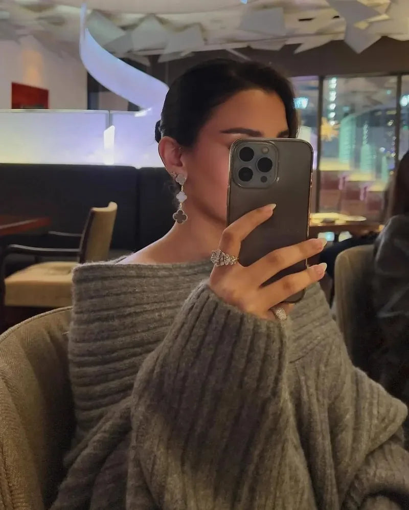 Oversized Off Shoulder Pullover Loose Knit Sweater