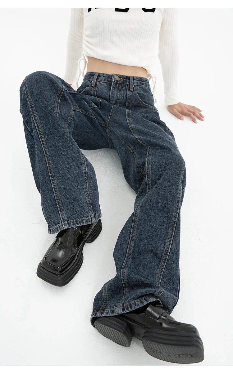 Wide Leg Straight Baggy Demin Pants