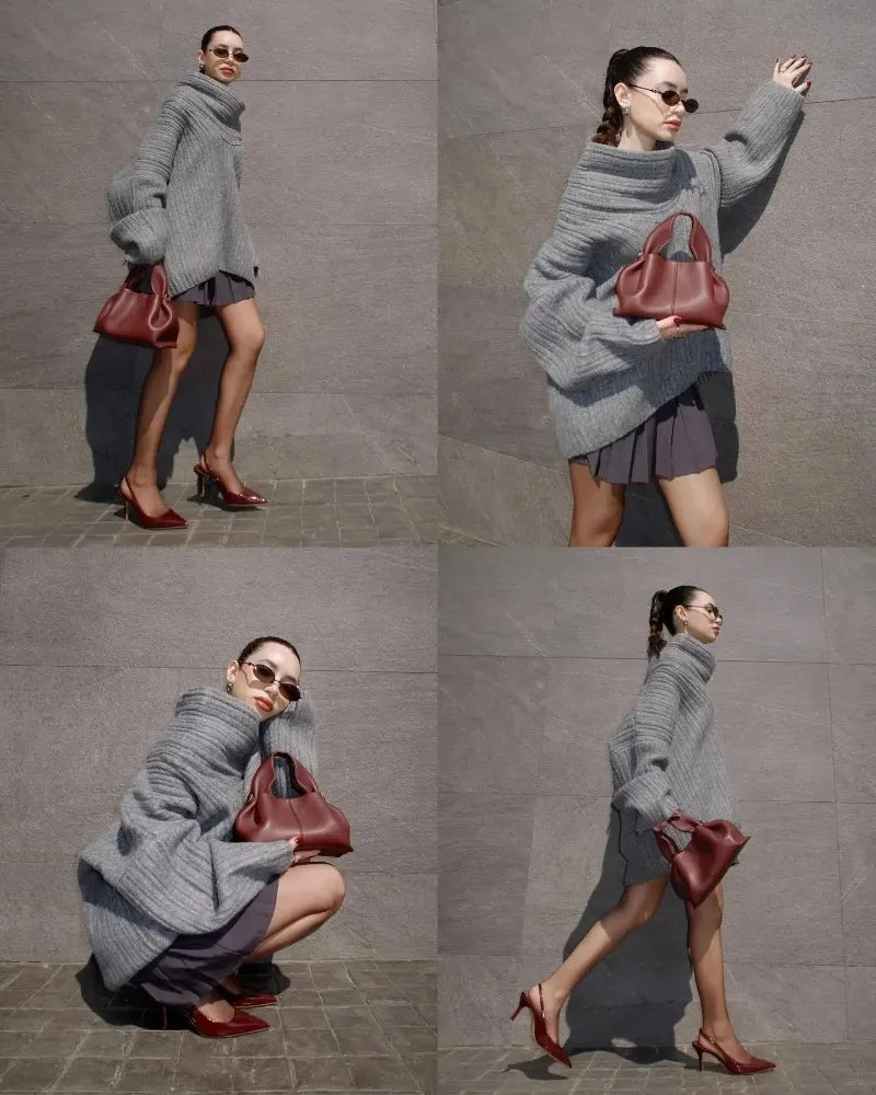 Oversized Off Shoulder Pullover Loose Knit Sweater