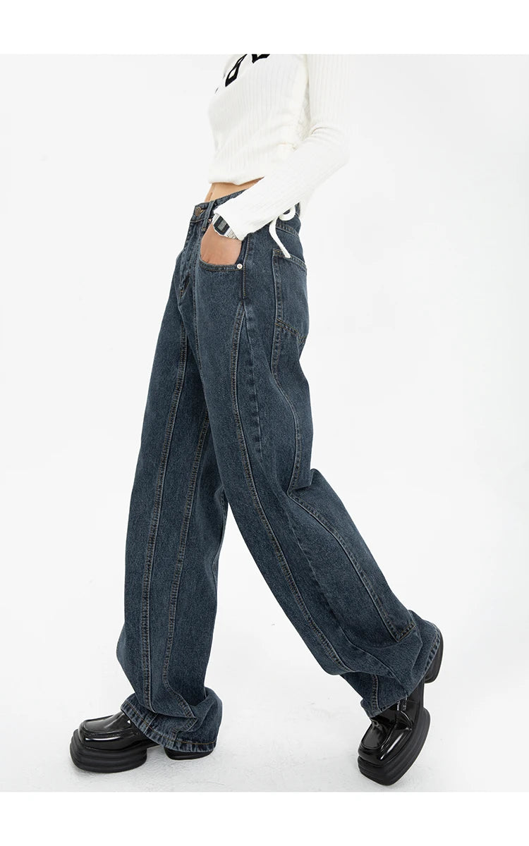 Wide Leg Straight Baggy Demin Pants