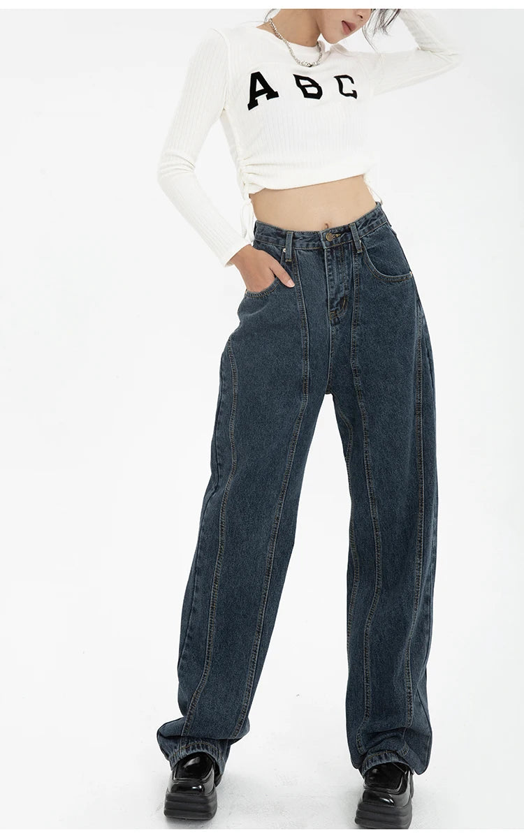 Wide Leg Straight Baggy Demin Pants