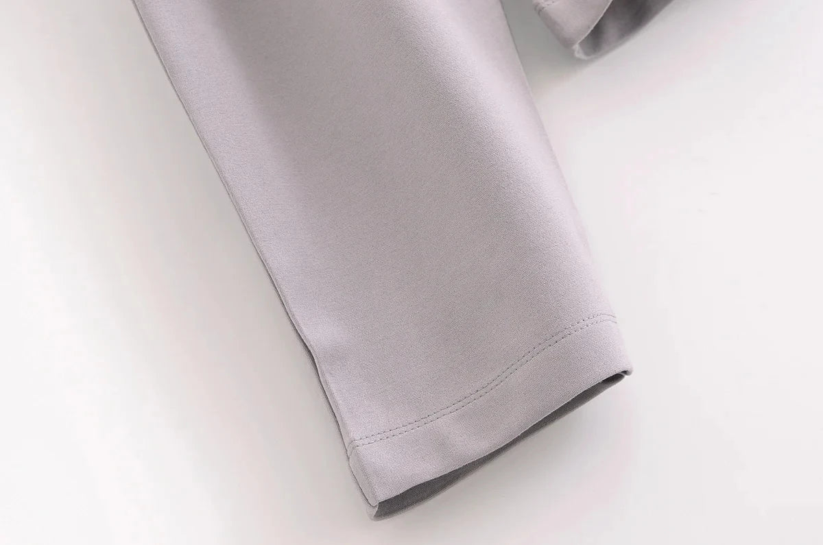 Women's Slimming 2-Piece Set Double-Sided Top Elegant Stretch Long Pants Female Suit