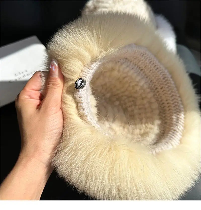 Luxury Natural Knitted Mink & Fox Fur Hat