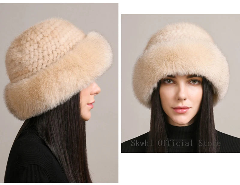 Luxury Natural Knitted Mink & Fox Fur Hat