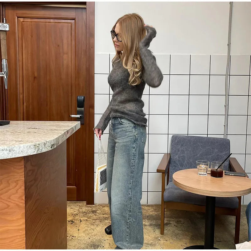 Casual Thin Pullover Round Neck Slim Sweater