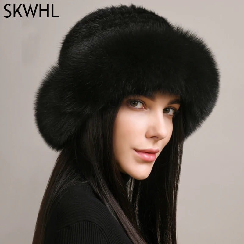 Luxury Natural Knitted Mink & Fox Fur Hat