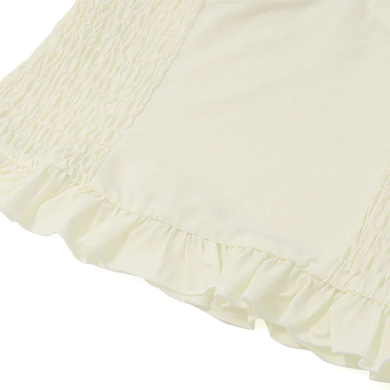 2 Piece Lace Trim Tie Halter Neck Ruffle Top + Mini Skirt