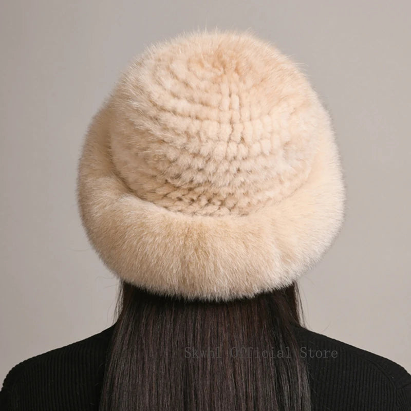 Luxury Natural Knitted Mink & Fox Fur Hat