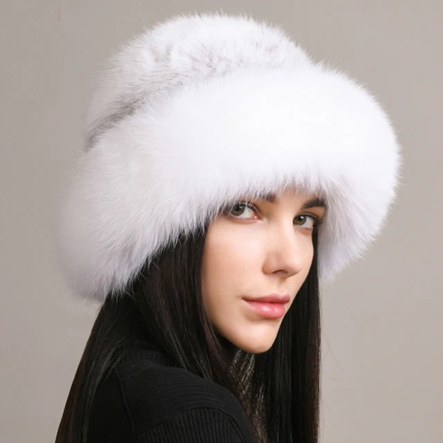 Luxury Natural Knitted Mink & Fox Fur Hat