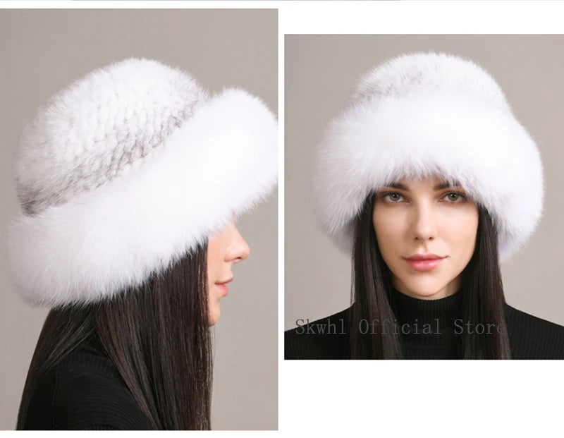 Luxury Natural Knitted Mink & Fox Fur Hat