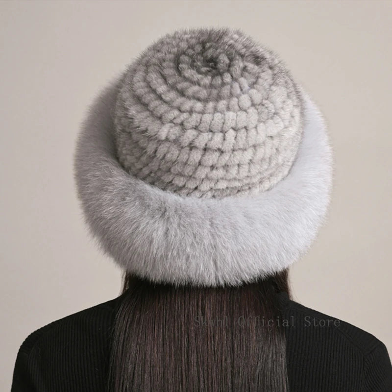 Luxury Natural Knitted Mink & Fox Fur Hat