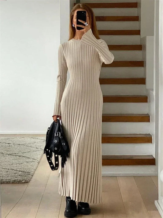 Lace-Up Bondage Knit Maxi Dress